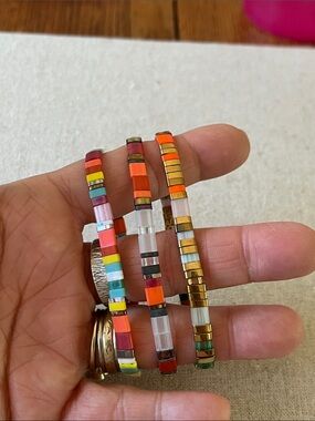 Miyuki Tila Glass Bead Stretch Bracelets